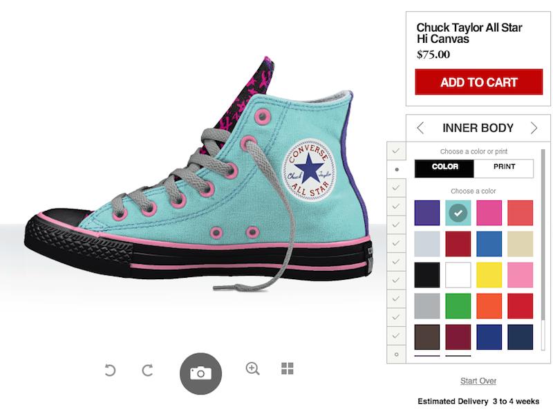 Companies like Converse and Nike both use product customization tools to give users more control over their experience,