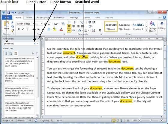 Find & Replace in Word Find Command The Find command enables you to locate specific text in your document. Step 1 Let us work out on a sample text available in our Word document.