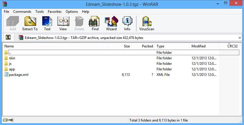 Installing extension via FTP client Step1. After you download the extension edream_responsive_slideshow.zip, extract the.tgz file from the.zip file you have downloaded from our shop. Step2.