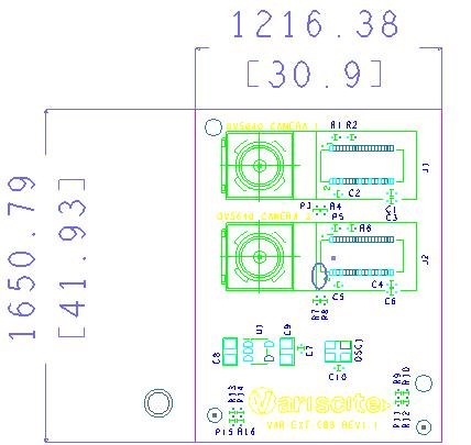 2.4. Board Layout The VAR-EXT-CB8 physical dimensions are 42 x 31 mm.