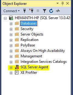 Right click on, SQL Server Agent and click start.