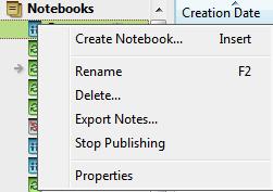Managing Notebooks The notebook name