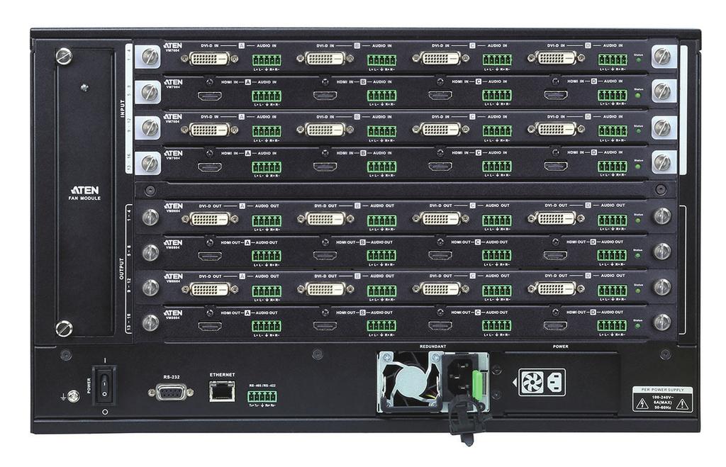 Empowered by ATEN Seamless Switch technology, the /VM3200 video matrix switches incorporate a speed-progressive video switching function and a unique scaler that integrates seamlessly with video wall