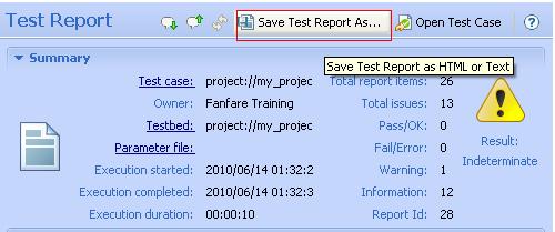 You can save the test report as an HTML, XML, or text file. This is useful for sharing with someone who does not use itest.