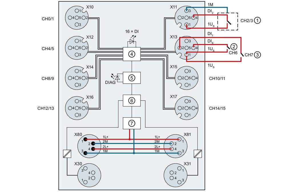 Wiring 3 3.1 Terminal and block diagram The figure below shows an example of the pin assignment of signal inputs with 2-wire and 3- wire connection.