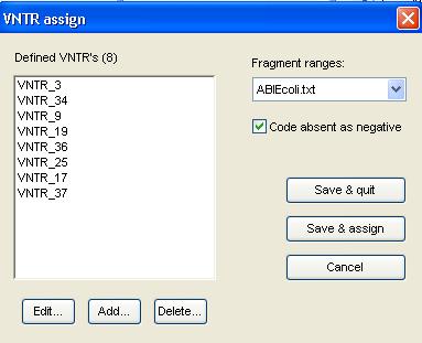 Appendices -2a-c for all necessary information to load the specifications for each organism specificvntr. Example: STEC O157 4.6.3 The VNTR information includes: 4.6.3.1 Name.