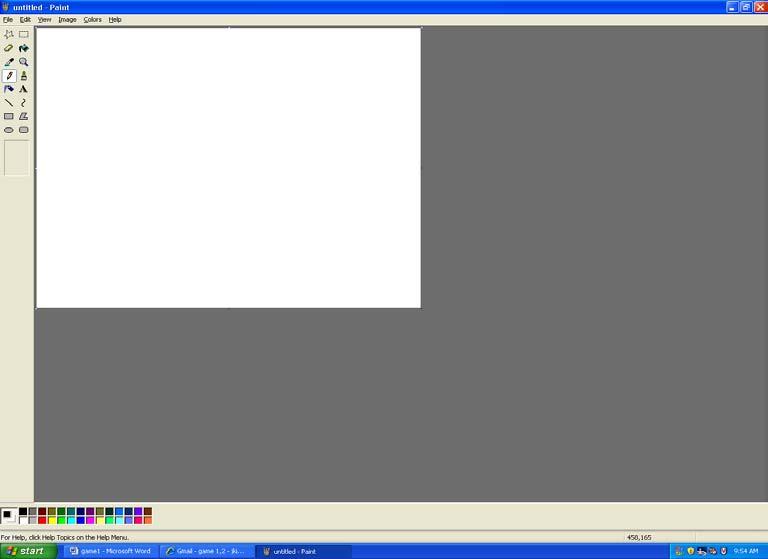 MORE Using Paint Steps 1. Click Start > Programs > Accessories, and Paint. You will see the screen below.