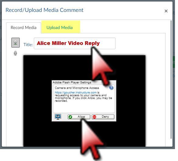 Record a Video Reply in a Discussion: Open a Discussion and click the