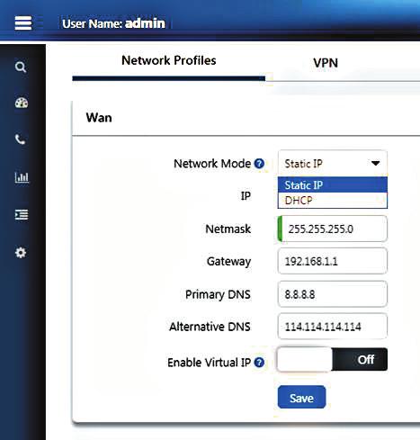 Network Profiles Page Step 2. Edit your WAN port IP information.