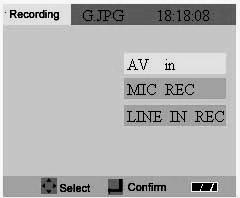2 Recording has 3 modes: Line-In recording, Mic recording and Video recording 3 By default the mode is set to Video recording.