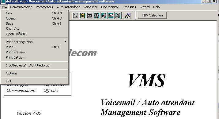 VMS Programming Chapter 6: VMS Programming 6.1. General This chapter describes all menu item. In some cases, the DTMF commands are added as an extra reference and examples are clarified. 6.2.
