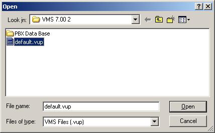 VMS Programming 6.2.2. Save Figure 6-3: Open Window The Save function from the File menu saves the current open and previously saved file over the existing file on the hard disk.