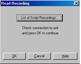 VMS Programming 6.3.3. Read Recording The Read Recording function in the Communications menu reads the script recordings from the unit to the VMS.