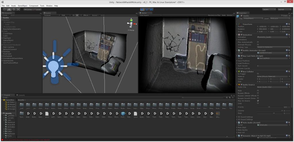 7: In the Unity3D editor s Play mode (debug mode), a high resolution model of the current living room is automatically instantiated, along with virtual cameras (with correct intrinsics/extrinsics)