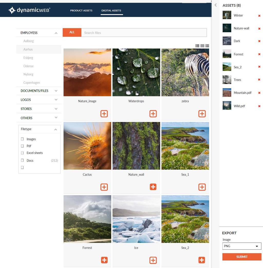 Download digital assets Publish assets (images and files) from your Dynamicweb