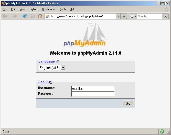Review Accessing phpmyadmin http://10.159.