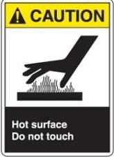 1.7 Hazardous hot parts Hot surfaces possible on device enclosure. Risk of injury. Risk of burning Avoid burns. Do not touch the device. The enclosure can get hot.