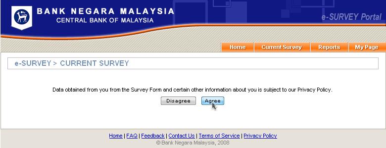 Click on [START E-Survey] link on the Online Survey section Figure 4-3: Online Survey Section