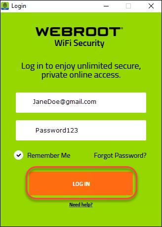 Chapter 3: Using WiFi Security on Desktops 3. When you're done, click the Log In button. 4.