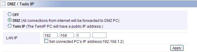 While you choose the Twin IP option, you should enter the MAC address and IP address.