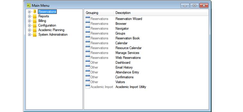 version of EMS that you are running, for example, EMS Academic Planning or EMS Workplace. Some of the functions that are available on the toolbar are also available from the main menu.