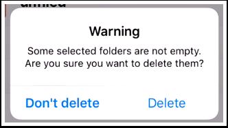 Note: If you try to delete a folder that contains