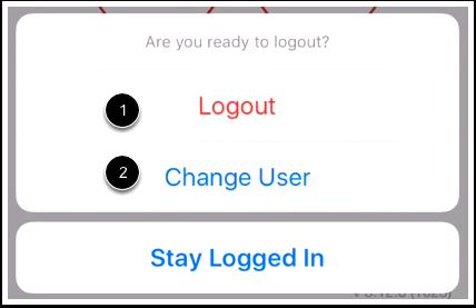 Confirm Log Out To confirm, tap the Logout link [1].