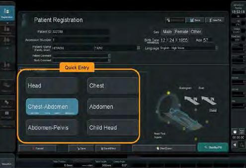 Quick Protocol Selection User Interface Streamlines patient registration and protocol selection.