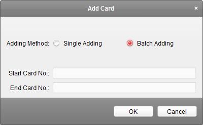 3. Click OK button to finish adding. 4. You can check the checkbox of the added card and click to delete the card.