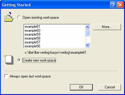 desktop. Select Create new workspace and click OK.