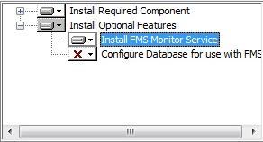 Option 2: Install FMS Monitor and Client without automatic Database configuration 1. Select the Custom install option and click Next. 2. Click on the option Configure Database for use with FMS software, and select the option This feature will not be available.