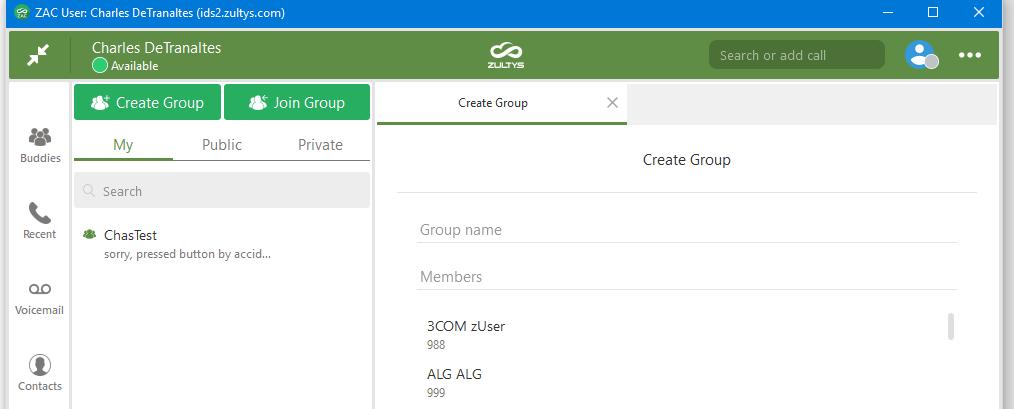 area at the top of the screen. You may delete a member by clicking the X next to their name. Select if the group is to be a Private group.