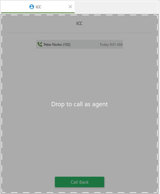 You may place a call as an agent by dragging the desired party into the Call Group History area.