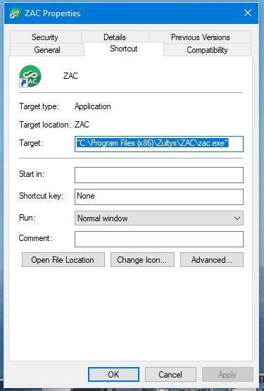7 Command line parameters 7.1 Description Several command line parameters have been added to ZAC 4.0.
