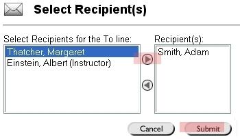 To send an email to all of your classmates and the instructor, select the name of each person and move it to the right side of the selection box, as outlined above.