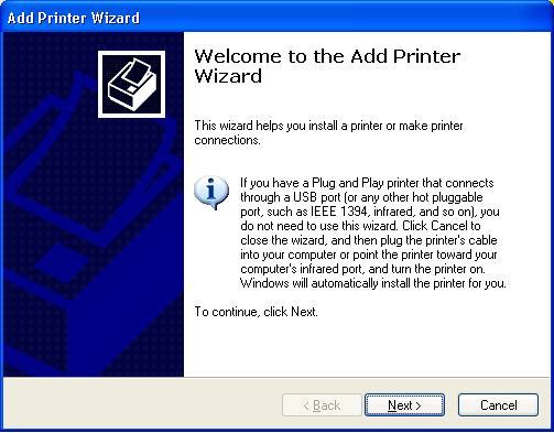 9. Click Add New Printer to launch Windows Add Printer