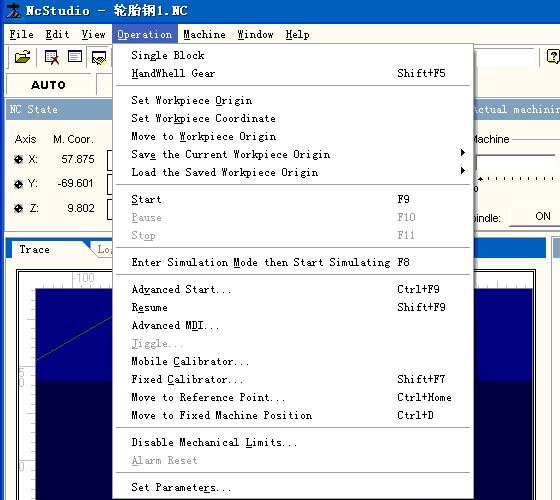 5.4 "Operation" menu In this menu you will realize all kind of operations of machine tool.