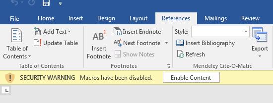 Once the Word Plugin is installed you will find it in Word under the References tab.