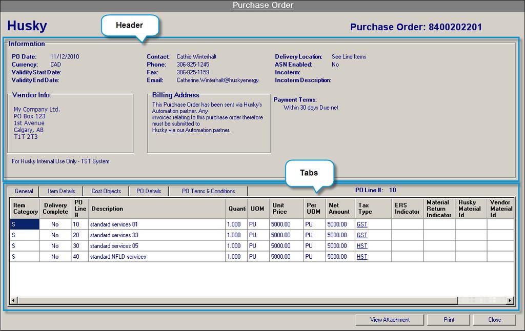 Chapter 3 Understanding Services Purchase Orders Understanding Electronic Purchase Orders The information on a Purchase Order is organized into a Header, appearing at the top, and Tabs that are