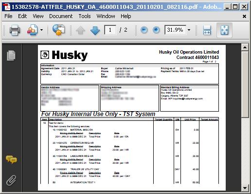 Chapter 4 Service Receipts and Service Receipt Acknowledgements The original Husky Rate Schedule is opened in a separate window for a full screen view.