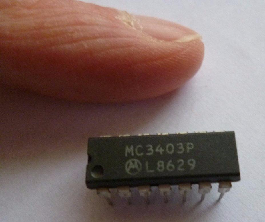 Here is a photo of a typical silicon chip, taken alongside the tip of my little finger.