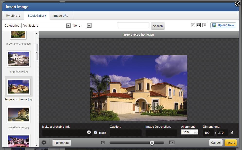 Customize a template Edit Images within a Template using images With a block selected to edit, click the Images tab in the toolbar on the left.