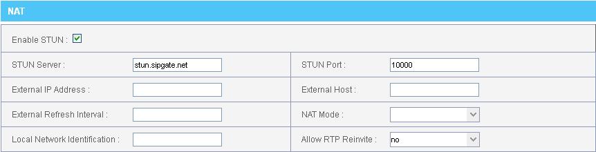Registration / Subscription Time Min Minimum duration in seconds of a SIP registration / subscription. RTP Port Min / Max Set the RTP port range.