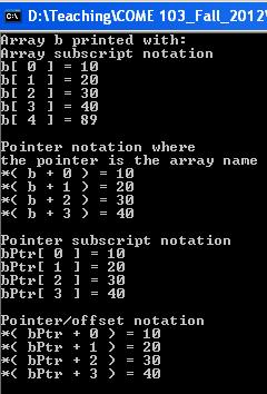 Example: Using Subscripting and pointer notations with arrays. #include <stdio.