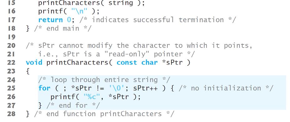Example: Printing a String One Character at a time Using a Non