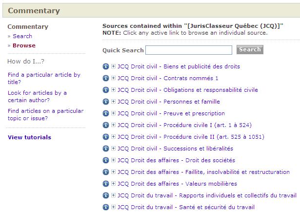 All case law citations are hyperlinked to full-text cases on Quicklaw and to QuickCITE Case Citator records. Browsing. Click the Browse link to browse NetLetter Issues sources.