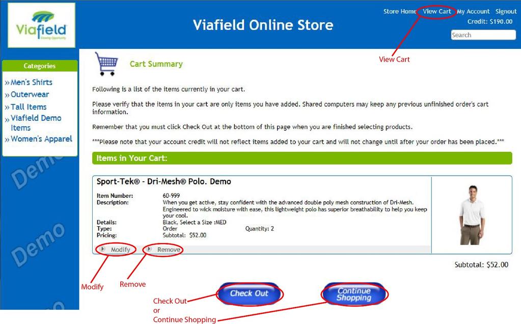 Cart Summary: ---After you have clicked the Add to Cart tab you will be brought to the Cart Summary screen. ---Please verify that the items in your cart are only items you have added.