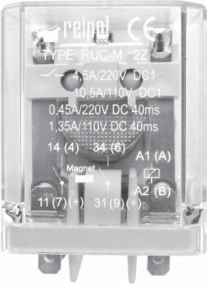 RUC-M industrial relays for DC loads 141 Coil data - DC voltage version, reinforced Table 1 Coil resistance ±10% at 20 C Ω min. (at 20 C) Coil operating range max.