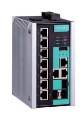 A P P R O V E D Industrial Ethernet Solutions EDS-510E Series 7+3G-port Gigabit managed Ethernet switches 3 Gigabit Ethernet ports for redundant ring or uplink solutions Turbo Ring and Turbo Chain