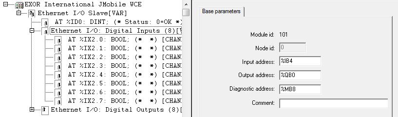 To add an I/O module, select the Ethernet I/O Slave from the PLC configuration tree then use the Append subelement command from Insert menu or from context menu on right click on the Ethernet I/O